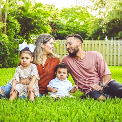 Family spending time on their aerated lawn